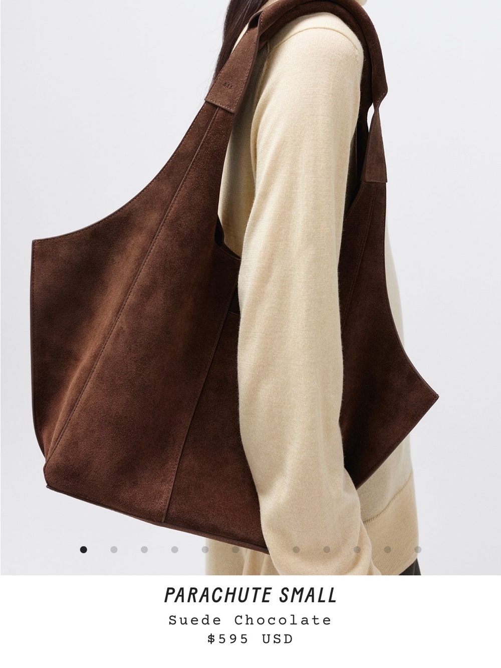RVSP Paris Brown Suede Shoulder Tote Bag - Classic Women’s Handbag - Picture 6 of 8
